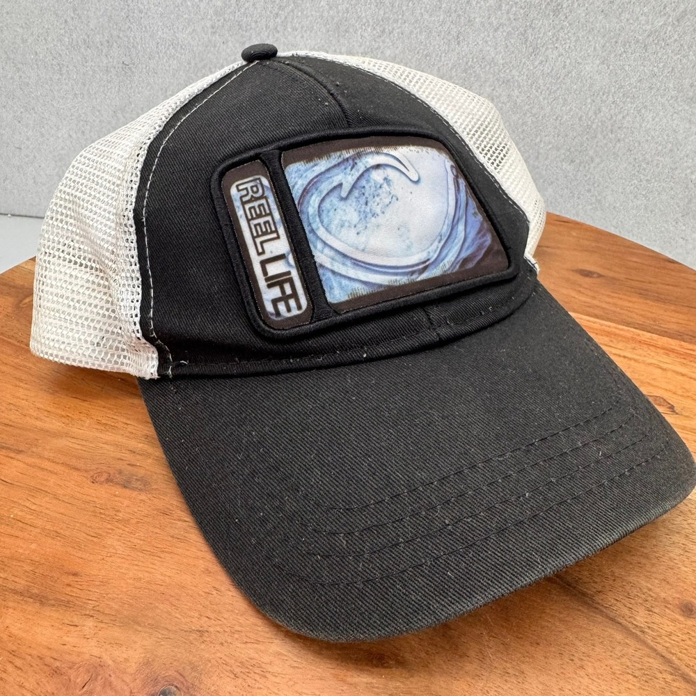 Reel Life Trucker Mesh Hat Fishing Ocean Wave Patch‎ Snapback Cap Outdoor